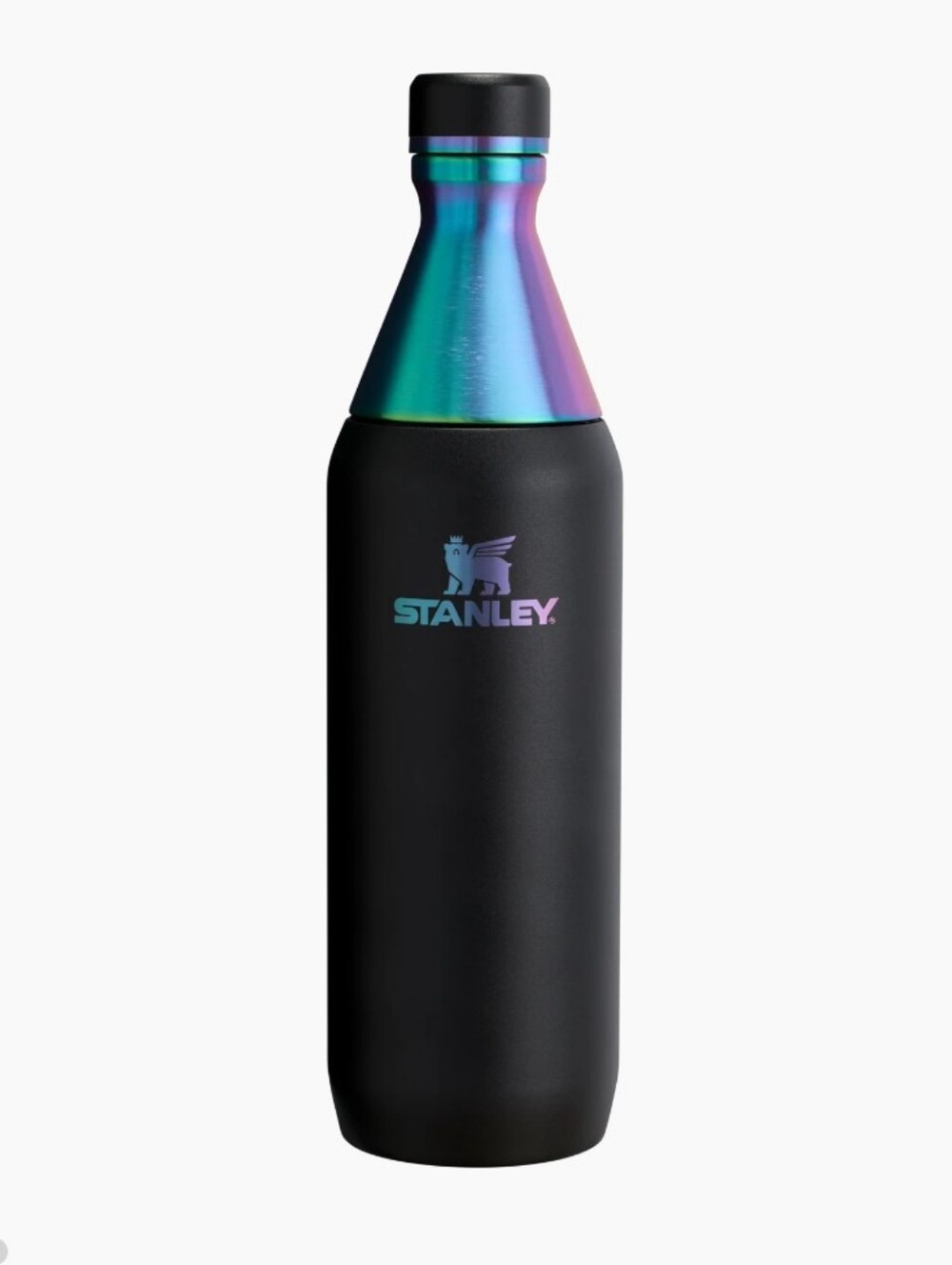 Limited Stanley Black Chroma Slim Bottle with Iridescent Purple Logo and Cap